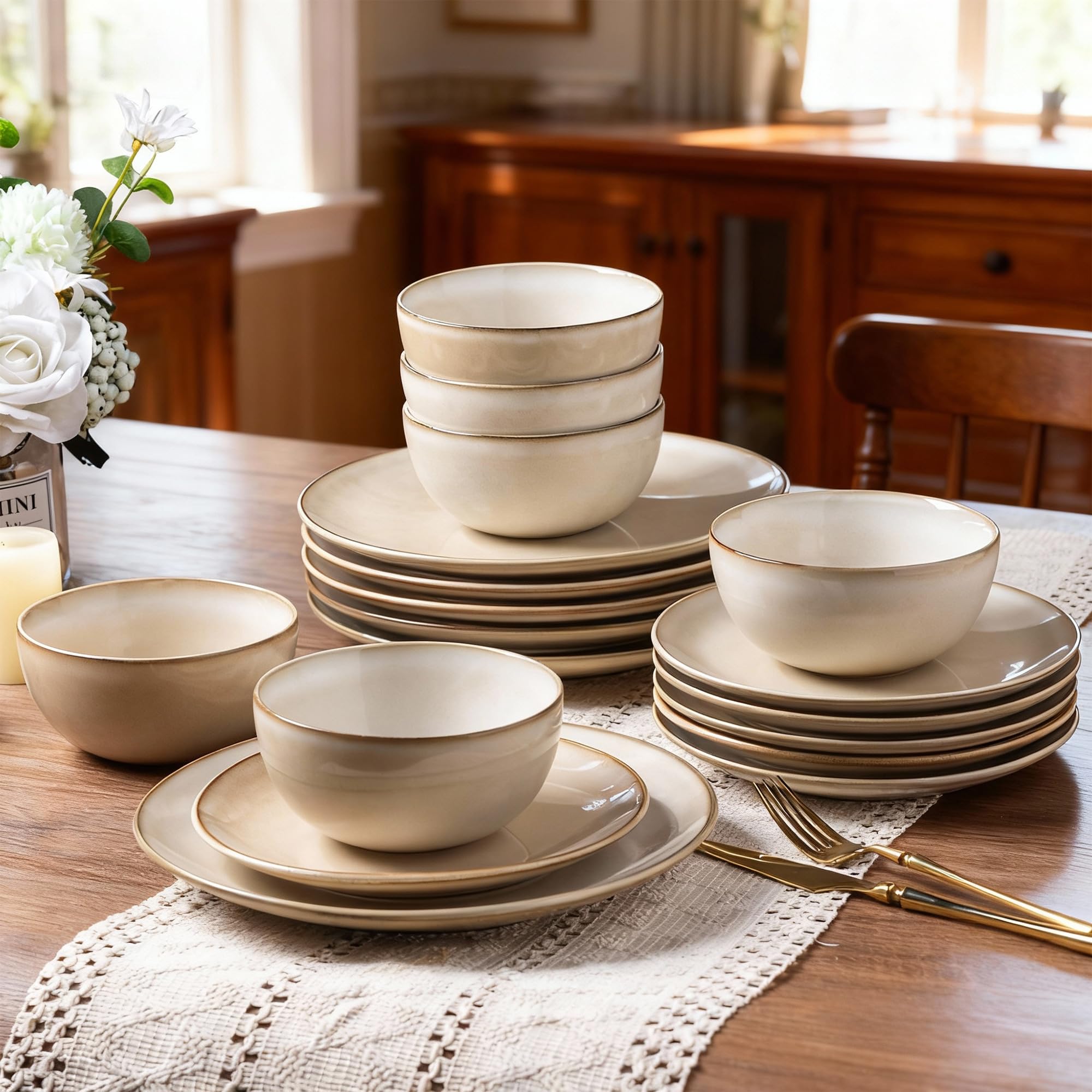Amazon.com | AmorArc Stoneware Dinnerware Sets for 6, 18 Pieces